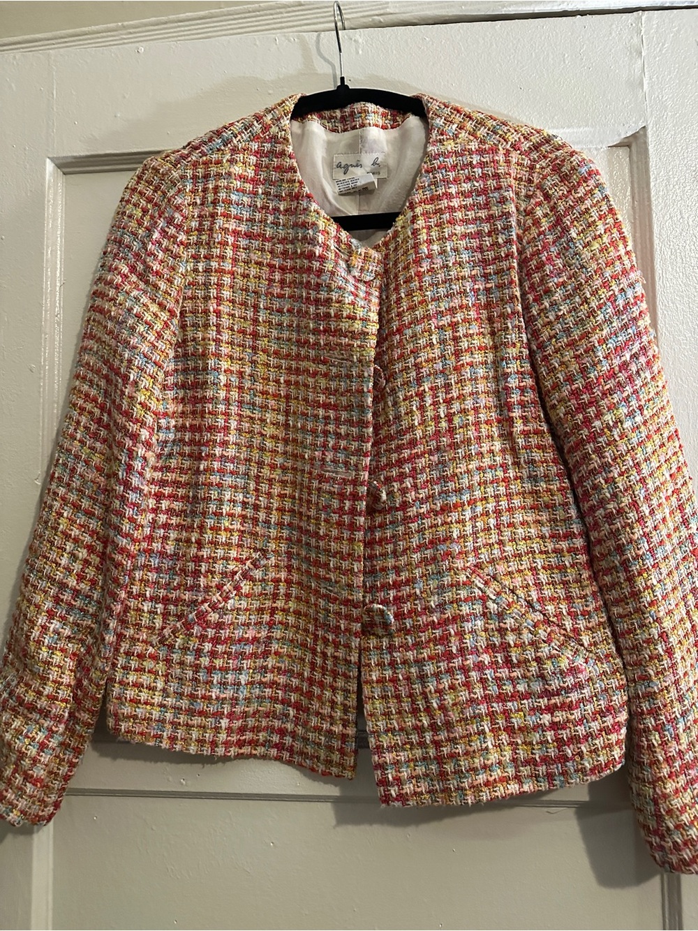 Agnes B. Bouclé Tweed Jacket with matching skirt in Multi-Color